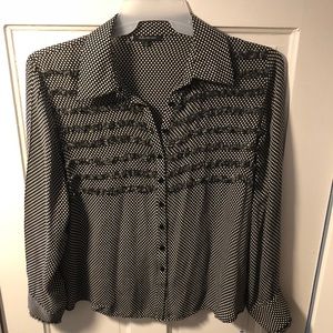 Ann Klein 100% Silk polka dot button down